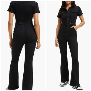 Good American Black Denim Jumpsuit